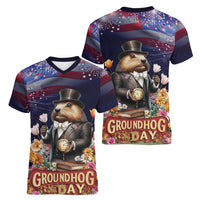 Groundhog Day Gentleman Women V-Neck T-Shirt Same Day Again - Wonder Print Shop