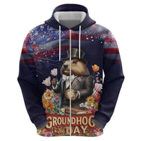 Groundhog Day Gentleman Zip Hoodie Same Day Again - Wonder Print Shop