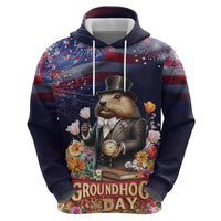 Groundhog Day Gentleman Zip Hoodie Same Day Again - Wonder Print Shop
