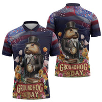 Groundhog Day Gentleman Zipper Polo Shirt Same Day Again - Wonder Print Shop
