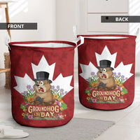 Funny Groundhog Day Laundry Basket Canadian Maple Leaf - Wonder Print Shop