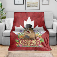 Funny Groundhog Day Blanket Canadian Maple Leaf - Wonder Print Shop