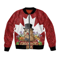 Funny Groundhog Day Bomber Jacket Canadian Maple Leaf - Wonder Print Shop