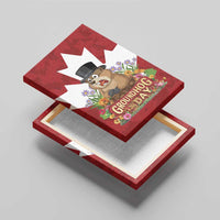 Funny Groundhog Day Canvas Wall Art Canadian Maple Leaf - Wonder Print Shop