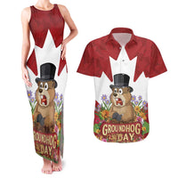Funny Groundhog Day Couples Matching Tank Maxi Dress and Hawaiian Shirt Canadian Maple Leaf - Wonder Print Shop
