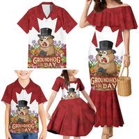 Funny Groundhog Day Family Matching Mermaid Dress and Hawaiian Shirt Canadian Maple Leaf - Wonder Print Shop