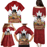 Funny Groundhog Day Family Matching Puletasi and Hawaiian Shirt Canadian Maple Leaf - Wonder Print Shop