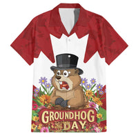Funny Groundhog Day Family Matching Short Sleeve Bodycon Dress and Hawaiian Shirt Canadian Maple Leaf - Wonder Print Shop