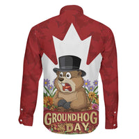 Funny Groundhog Day Family Matching Short Sleeve Bodycon Dress and Hawaiian Shirt Canadian Maple Leaf - Wonder Print Shop