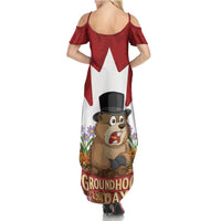 Funny Groundhog Day Family Matching Summer Maxi Dress and Hawaiian Shirt Canadian Maple Leaf - Wonder Print Shop