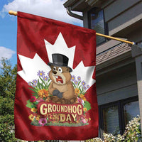 Funny Groundhog Day Garden Flag Canadian Maple Leaf - Wonder Print Shop