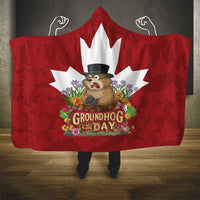 Funny Groundhog Day Hooded Blanket Canadian Maple Leaf - Wonder Print Shop