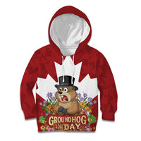 Funny Groundhog Day Kid Hoodie Canadian Maple Leaf - Wonder Print Shop