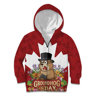 Funny Groundhog Day Kid Hoodie Canadian Maple Leaf - Wonder Print Shop