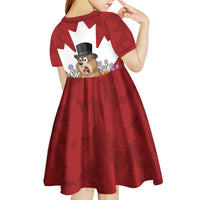 Funny Groundhog Day Kid Short Sleeve Dress Canadian Maple Leaf - Wonder Print Shop