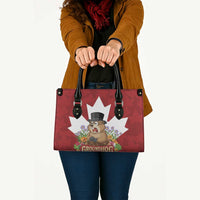 Funny Groundhog Day Leather Bag Canadian Maple Leaf - Wonder Print Shop