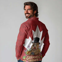 Funny Groundhog Day Long Sleeve Polo Shirt Canadian Maple Leaf - Wonder Print Shop