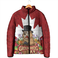 Funny Groundhog Day Padded Jacket Canadian Maple Leaf - Wonder Print Shop