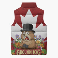 Funny Groundhog Day Sleeveless Puffer Jacket Canadian Maple Leaf - Wonder Print Shop
