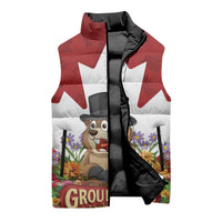Funny Groundhog Day Sleeveless Puffer Jacket Canadian Maple Leaf - Wonder Print Shop