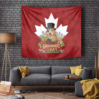 Funny Groundhog Day Tapestry Canadian Maple Leaf - Wonder Print Shop
