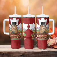 Funny Groundhog Day Tumbler With Handle Canadian Maple Leaf - Wonder Print Shop