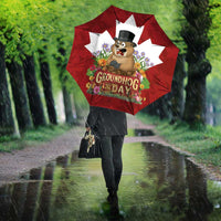 Funny Groundhog Day Umbrella Canadian Maple Leaf - Wonder Print Shop