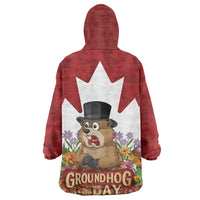 Funny Groundhog Day Wearable Blanket Hoodie Canadian Maple Leaf - Wonder Print Shop