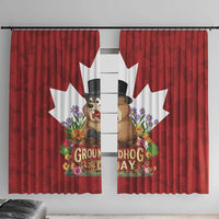 Funny Groundhog Day Window Curtain Canadian Maple Leaf - Wonder Print Shop