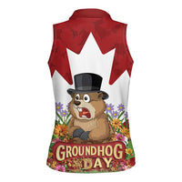 Funny Groundhog Day Women Sleeveless Polo Shirt Canadian Maple Leaf - Wonder Print Shop