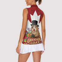 Funny Groundhog Day Women Sleeveless Polo Shirt Canadian Maple Leaf - Wonder Print Shop
