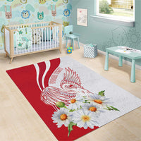 Personalized Denmark Area Rug Mute Swan With Marguerite Daisy