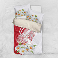 Personalized Denmark Bedding Set Mute Swan With Marguerite Daisy