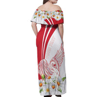 Personalized Denmark Family Matching Off Shoulder Maxi Dress and Hawaiian Shirt Mute Swan With Marguerite Daisy