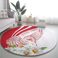 Personalized Denmark Round Carpet Mute Swan With Marguerite Daisy