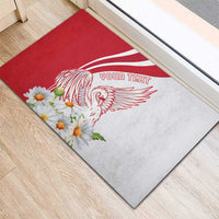Personalized Denmark Rubber Doormat Mute Swan With Marguerite Daisy
