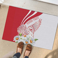 Personalized Denmark Rubber Doormat Mute Swan With Marguerite Daisy