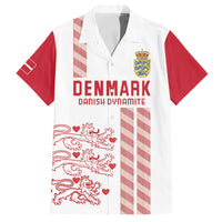Custom Denmark Football Family Matching Off The Shoulder Long Sleeve Dress and Hawaiian Shirt Danish Dynamite White Version