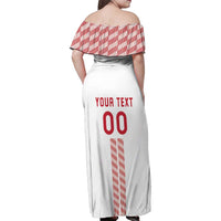 Custom Denmark Football Family Matching Off Shoulder Maxi Dress and Hawaiian Shirt Danish Dynamite White Version