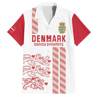 Custom Denmark Football Family Matching Short Sleeve Bodycon Dress and Hawaiian Shirt Danish Dynamite White Version