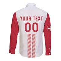 Custom Denmark Football Long Sleeve Button Shirt Danish Dynamite White Version