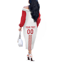 Custom Denmark Football Off The Shoulder Long Sleeve Dress Danish Dynamite White Version