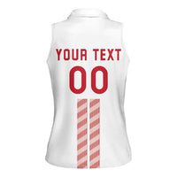 Custom Denmark Football Women Sleeveless Polo Shirt Danish Dynamite White Version