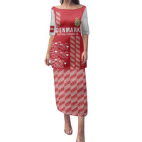 Custom Denmark Football Family Matching Puletasi and Hawaiian Shirt Danish Dynamite Red Version