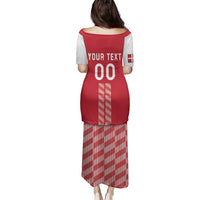 Custom Denmark Football Family Matching Puletasi and Hawaiian Shirt Danish Dynamite Red Version