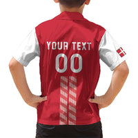 Custom Denmark Football Family Matching Short Sleeve Bodycon Dress and Hawaiian Shirt Danish Dynamite Red Version