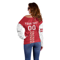 Custom Denmark Football Off Shoulder Sweater Danish Dynamite Red Version