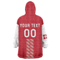 Custom Denmark Football Wearable Blanket Hoodie Danish Dynamite Red Version