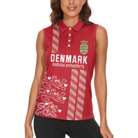 Custom Denmark Football Women Sleeveless Polo Shirt Danish Dynamite Red Version