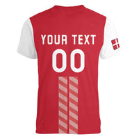 Custom Denmark Football Women V-Neck T-Shirt Danish Dynamite Red Version
